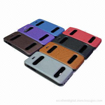 Window Style Vertical PU Leather Phone Case for iPhone 5